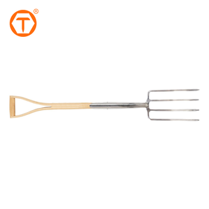 4 tines Pitch ngã ba thép không gỉ vườn ngã ba pitchfork cho làm vườn đào ủ spading với tay cầm bằng gỗ - Product Image 2