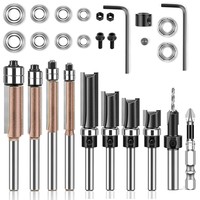 1/4 "tige 30pc jeu de mèches de routeur à bois mèche droite Double roulement coupe fraise perceuse à tête fraisée mèche fendue
