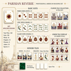 Nouvel ensemble de Mahjong américain vert de luxe créatif 2026 avec 160 tuiles sur le thème des monuments de Paris, <span class=keywords><strong>Tour</strong></span> <span class=keywords><strong>Eiffel</strong></span> personnalisée, en stock et prêt à être expédié - Product Image 3