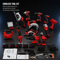 Kit combiné d'outils électriques à batterie avec perceuse, scie circulaire, scie sauteuse, meuleuse d'angle et chargeur de batterie pour les projets de découpe de panneaux en bois