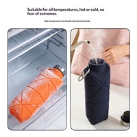 Bouteille d'eau pliable télescopique en silicone avec bouchon push-pull pour les sports de plein air, les voyages, portable, en déplacement J5977