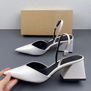 New Arrival Talons Haut Sexy Escarpins White Fashion Women <b>Closed</b> <b>Toe</b> Chunky Block <b>Heels</b> 2025 - Product Image 2