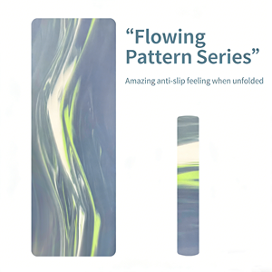 Tapete de Yoga de PU Azul Verde Azulado de 4 mm con Superficie Marmoleada y Base de Caucho Natural, Antideslizante para Fitness, Danza y Ejercicio - Product Image 2