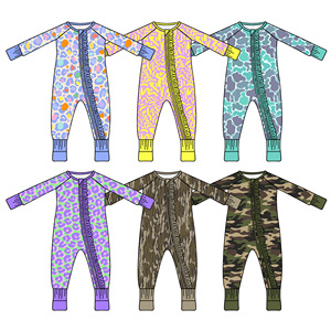 Nuevos Pijamas <span class=keywords><strong>de</strong></span> Bambú para Bebé al por Mayor con Estilos Aleatorios, Listos para Enviar, Estampados Personalizados, Bodys <span class=keywords><strong>de</strong></span> Bebé con Cierre <span class=keywords><strong>de</strong></span> Cremallera - Product Image 5