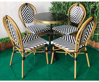 Ensemble table et chaises en rotin de style bistrot moderne - Meubles d'extérieur durables, imperméables et légers pour café, hôtel, villa, salon