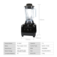 Mélangeur commercial de haute qualité 1600W pour SJ-9669 de cuisine Smoothies à vitesse variable fabricant inviolable moteur en cuivre plastique US