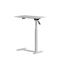 Table de chevet réglable en hauteur pneumatique, table d'appoint mobile pour ordinateur portable, plateau inclinable en forme de C, table d'appoint de canapé, table de chevet d'hôpital