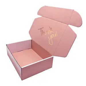 Printed Logo Mailer Box For Clothes Pink Shipping Boxes Folding Storage Box Paper