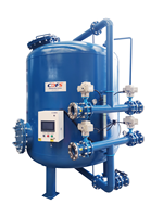 Filtre multimédia en acier au carbone à auto-nettoyage par contre-lavage automatique, contrôlé par PLC, pour la filtration de l'eau de refroidissement des centrales électriques