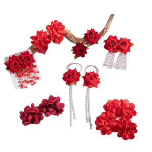 Pendientes de flores grandes de tela fresca de moda americana europea para mujer, hoja de borla larga colorida, cuentas de arroz dulce, Diamante principal - Product Image 1