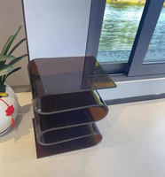 Table basse minimaliste moderne en acrylique à courbes S pour salon, console multi-étagères pour optimiser l'espace dans un loft