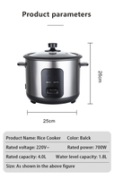Cuiseur à riz cylindrique en acier inoxydable avec revêtement antiadhésif, cuisson rapide, grande capacité pour usage commercial et domestique, avec tasse graduée