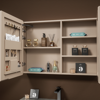 Meuble-lavabo mural flottant minimaliste sans poignées avec miroir LED et système de fermeture douce