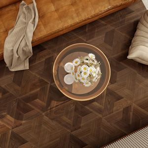 Parquet contrecollé en chêne blanc brun foncé brossé, finition rustique à chevrons, avec motif personnalisé et finition haut <span class=keywords><strong>de</strong></span> gamme - Product Image 5