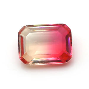 Verre synthétique de couleur dégradée en forme d'octogone, imitant la tourmaline, pour la fabrication de bijoux - Product Image 1