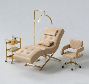 Muebles de Salón de Belleza Modernos y Lujosos en Oro Rosa, Cama de Spa Facial Ajustable y Reclinable para Cejas y Pestañas en Venta - Product Image 1