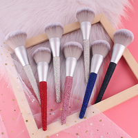 Haute qualité personnalisé votre propre pinceau rose rouge bleu super doux poudre fard à joues luxe diamant pinceau de maquillage