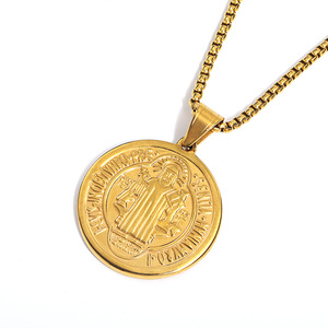 Accessoires de mode de personnalité européenne et américaine rétro <span class=keywords><strong>Saint</strong></span> Benoît exorcisme père croix lettre titane acier mâle pend - Product Image 4