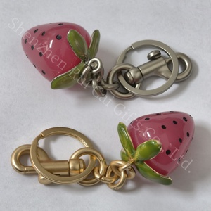Luxury Creative Fruit Series Pendant Cute Fashion Strawberry Metal Keychain Suitable for Women's <b>Bag</b> Pendant Strawberry Keychain - Product Image 2