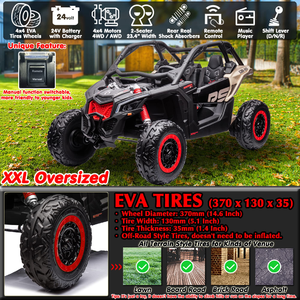 Voiture télécommandée 24V 2 places 4x4 Can-Am Maverick sous licence pour enfants, véhicule SXS UTV en EVA, jouet à batterie unisexe - Product Image 3