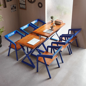 Juego de sillas de hierro para mesa de comedor de madera maciza de estilo industrial moderno para restaurante, Bar, Hotel, música, <span class=keywords><strong>Bistro</strong></span>, cafetería, barbacoa, <span class=keywords><strong>Bistro</strong></span> - Product Image 4
