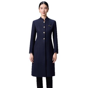 Women's Professional Stand Up Collar <b>Wool</b> Coat Mid Length Slim Fit Keep Warm Solid Color For Office Work - Product Image 5