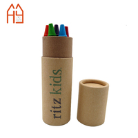 Kinderen Niet-Giftige Crayons 6 Kleuren Tekenen Crayon Set Eco Kraft Papier Buis Verpakking Kunst Schilderen Schoolkantoorbenodigdheden Feestartikelen