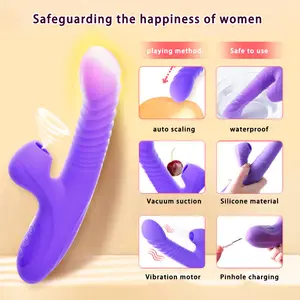 Vibrador yin de sucção telescópica para aquecer casais, sexo adulto de silicone para mulheres, climax.