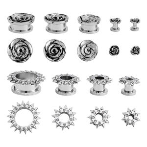 Punk Black Ohrmessgeräte 316 Edelstahl Zirkon-Ohrstöpsel Tunnel-Pirsing - Product Image 1