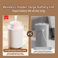 Humidificateur ultrasonique en plastique 1,3 L 5 V USB avec arrêt automatique, lumières LED à changement de couleur, aromathérapie pour la maison, le bureau, l'hôtel, la maison