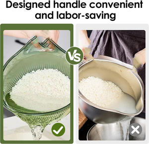 Multifunctional Plastic Drain Bowl <b>With</b> Handle Kitchen Transparent Kitchen Rice Fruit Vegetable Noodle Drainage Basket - Product Image 4