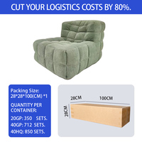 Canapé Chesterfield en tissu compressé sans accoudoirs, capitonné, design Foshan Factory Waffle Kashima, pour salon, emballé sous vide, canapé paresseux