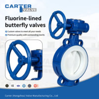 Válvula de Mariposa con Revestimiento de Fluoruro, Hierro Dúctil, Brida RF, Eléctrica, Exd IP65, Totalmente Revestida de PTFE, Resistente a Ácidos y Álcalis, PN16 DIN