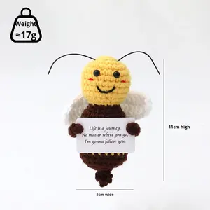 Muñeca de Ganchillo Hecha a Mano con Diseño de Abeja Abrazando un Girasol, Serie Positiva, Venta Caliente - Product Image 2