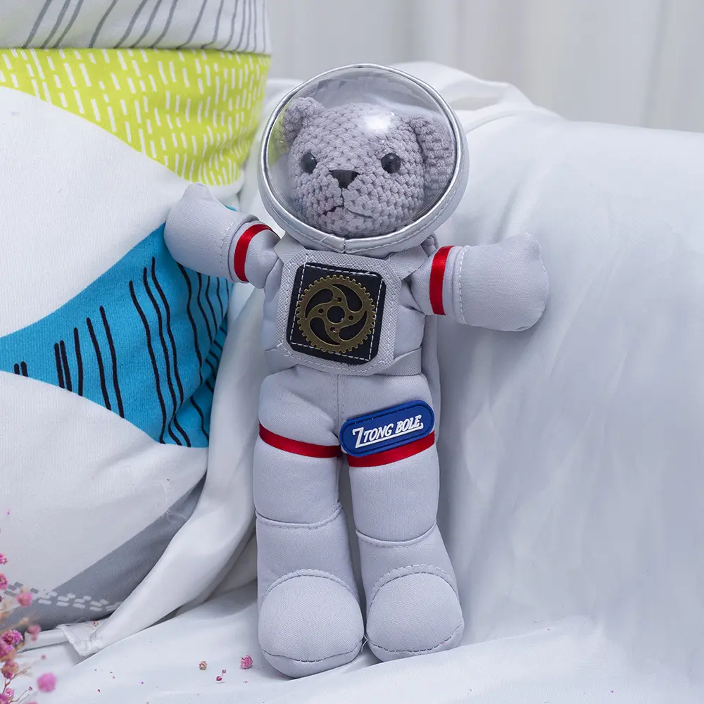 Grosir Pabrik hadiah promosi beruang mewah Jelajahi ruang mainan bermerek kustom Logo Teddy Bear astronot helm mainan