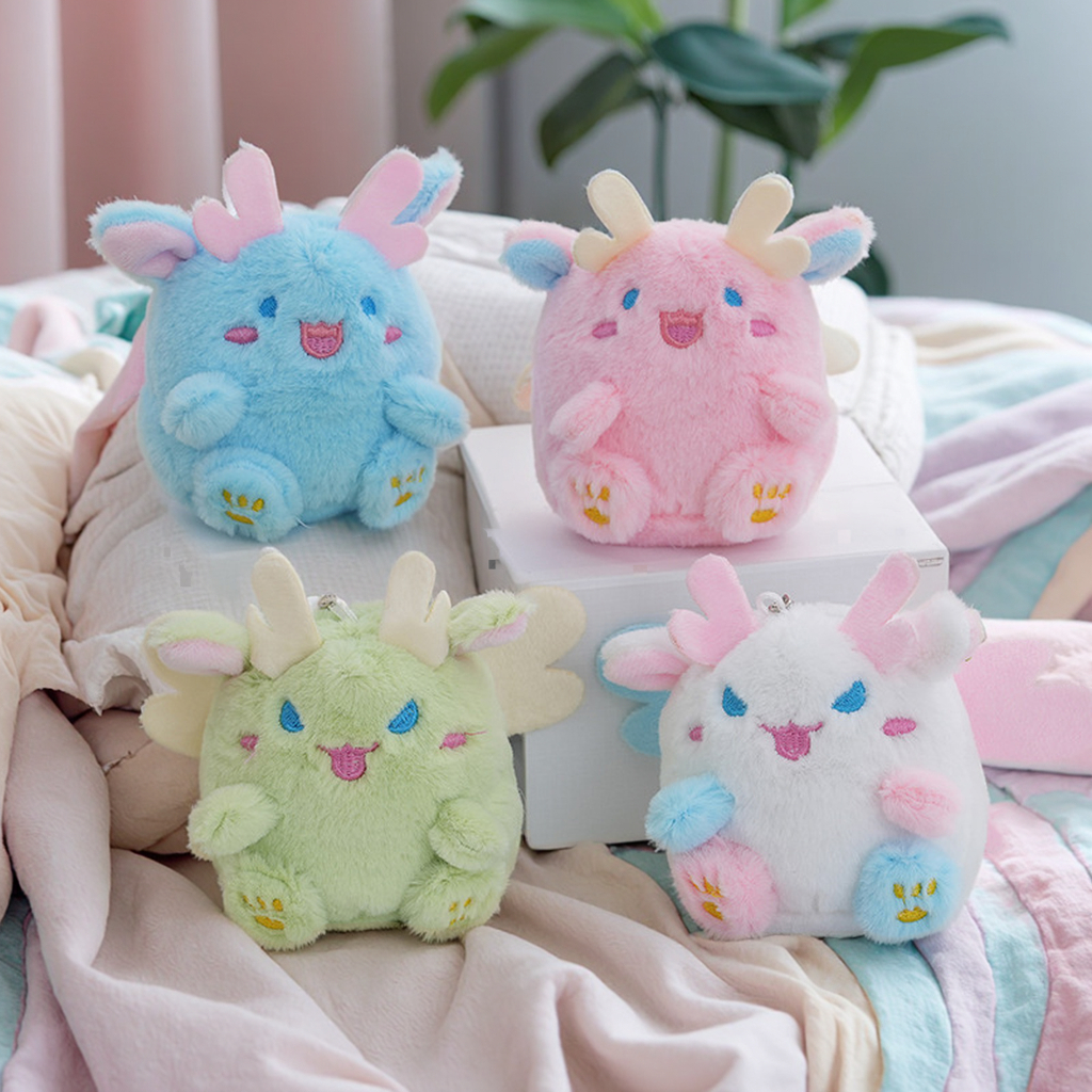 Kawaii Стиль Аниме Дракон плюшевый брелок высокого качества розовый белый синий зеленый рюкзак брелок мультяшный дизайн плюшевые брелки