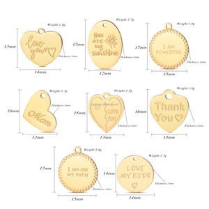 Pendentif Disque Personnalisé en Acier Inoxydable Plaqué Or 18K avec Citation, <span class=keywords><strong>Mantra</strong></span> ou Verset – Breloque Souvenir DIY - Product Image 5