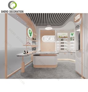 Wholesale Cosmetics Beauty Shop Interior Design Skincare Store Wall Shelf Makeup <b>Product</b> Display Showcase - Product Image 2