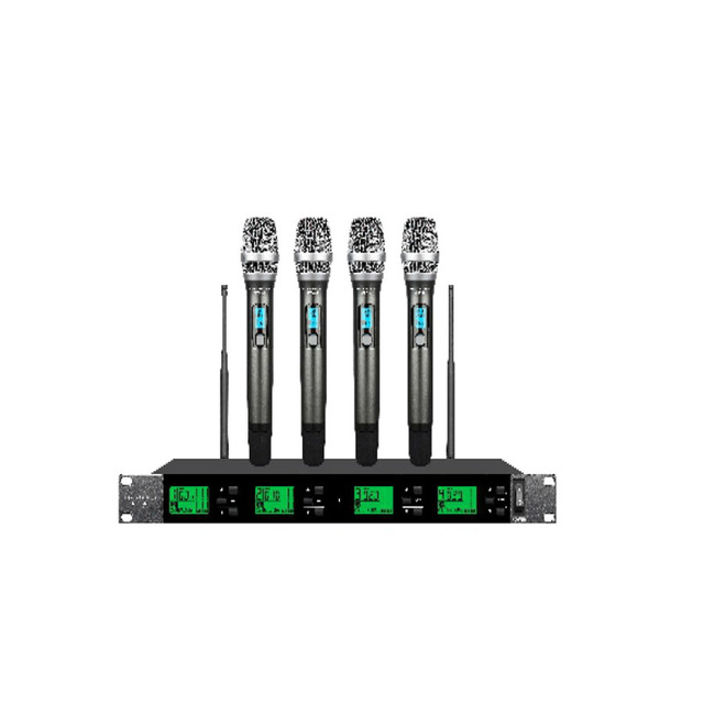 T Professional 4 Channel UHF Wireless Cardioid Dynamic Vocal Micrfono Studio Recording Equipment Metal Microphone