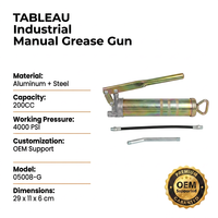 Pistola de Engrase Manual de 200 CC, 4000 PSI, de Acero y Aluminio, con Manguera Flexible y Boquilla Rígida, Compatible con OEM