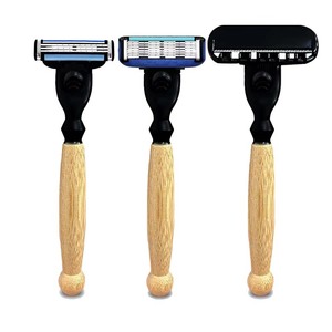 Rasoir à manche en bambou à prix abordable, têtes de rasage à 3 et 6 lames, rasoirs système AC pour hommes et femmes, outils de <span class=keywords><strong>soin</strong></span> de la barbe et du corps - Product Image 1
