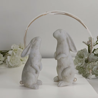 Lianda Antique Style Jardin Animal Figurine Mignon Ciment Lapin Statue pour Cour Décoration Knick-Knacks