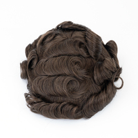 Prêt à expédier Prix d'usine 0,03-0,04 mm Peau fine Full PU Cheveux humains Remy chinois Système capillaire pour hommes Perruques toupet