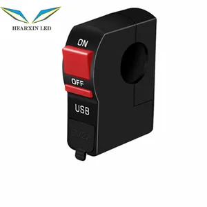 Fari per moto HearxinLED interruttore trasparente indicatore LED 12V supporto per manubrio per moto caricatore per telefono USB con interruttore