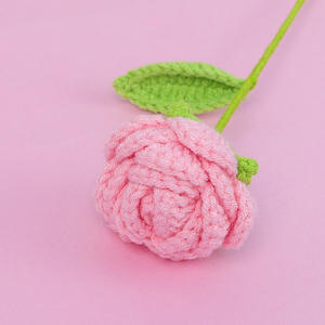 Flor de ganchillo decoración del hogar simulación hecha a mano tejida flores de ganchillo artificiales ramo hilo eterno Rosa Flor de punto - Product Image 4