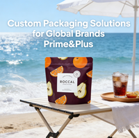 Aanpasbare, hersluitbare ROCCAL fruitprint staande pouch, food-grade, BPA-vrij, schokbestendig verpakkingsmateriaal voor noedels, ISO9001 gecertificeerd.