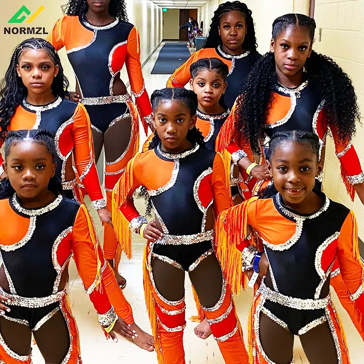 Normzl custom design sublimation majorette dance costume sequin fringe majorette uniformi performance wear