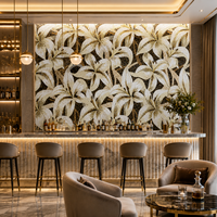 Mosaïque murale en verre découpée à la main, motif fleur de lys, de luxe et sur mesure, pour hall d'hôtel, salle de bain et décoration murale commerciale