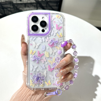 2025 nouvelle conception époxy tendance avec chaîne de téléphone pour filles Triple protection coque de téléphone pour OPPO Reno 14F