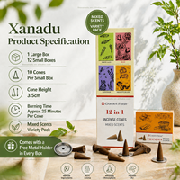 12 Boîtes de Cônes d'Encens Indiens 12-en-1 Populaires, Mélange de Parfums Oud, Palo Santo, Sauge Blanche, Floraux et Fruités, Encens Faits Main Attirant l'Argent